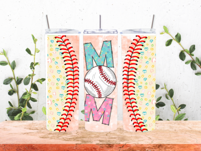 Baseball Mom  20 Oz Stainless Steel Tumbler pastel colors