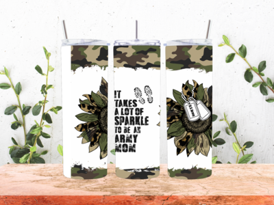 Army Mom 20 Oz Stainless Steel Tumbler camo flower