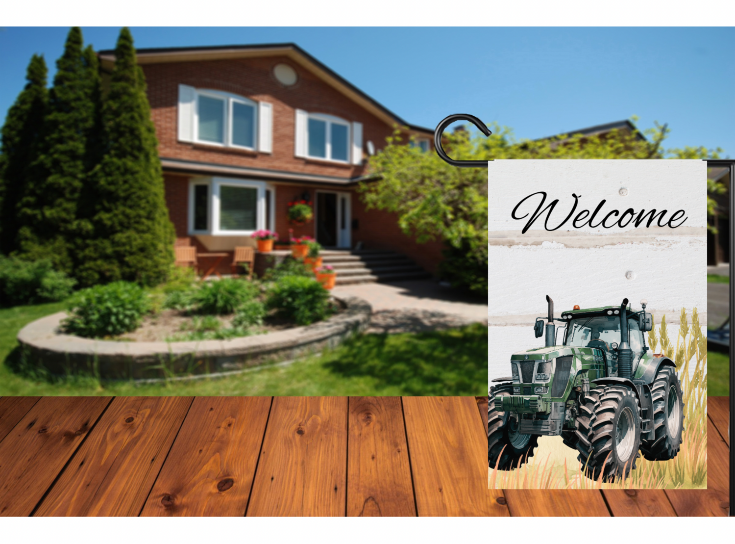 Tractor Welcome Garden Flag
