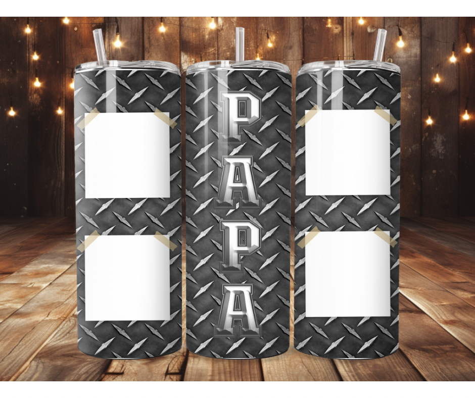 Papa Diamond Plate Tumbler 20 Oz Fathers Day