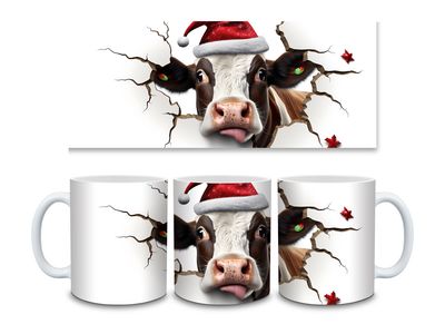 Cow Christmas Coffee Mug 11 Oz Ceramic