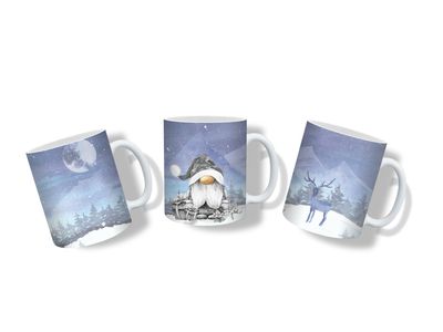 Gnome Blue Christmas Scene Ceramic Coffee Mug 11 Oz