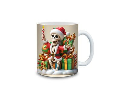 Skeleton Santa Christmas Ceramic Coffee Mug 11 Oz