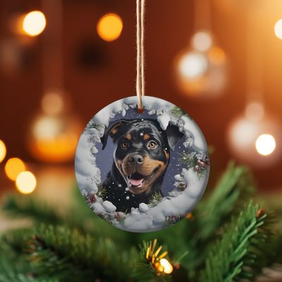 Rottweiler Christmas Ornaments Ceramic Double Sided