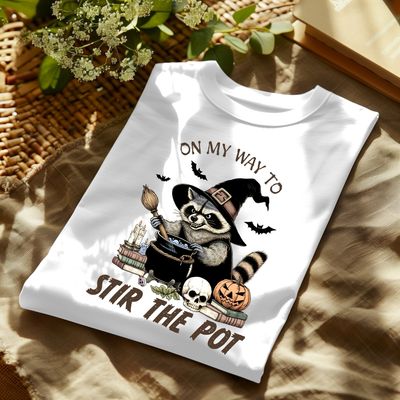 On My Way To Stir The pot Raccoon Dri Power Polyester T Shirt