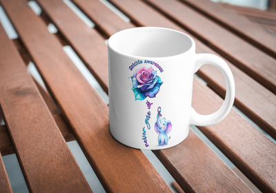 Suicide Awareness Rose With Elephant 11 Oz Coffee Mug