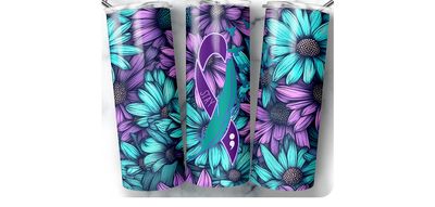Suicide Awareness 20 Oz Stainless Steel Floral Tumbler