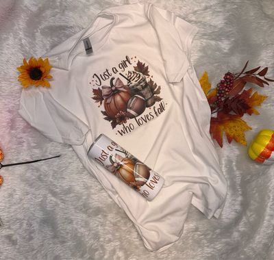 Just A Girl Who Loves Fall Tumbler And Shirt Bundle