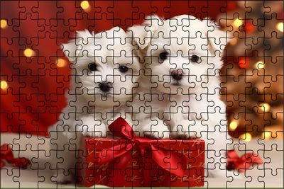 Puppy White Holiday Puzzle
