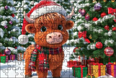 Highland Cow Christmas Puzzle