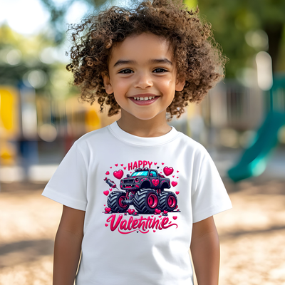 Valentines Pink Monster Truck T Shirt Children’s