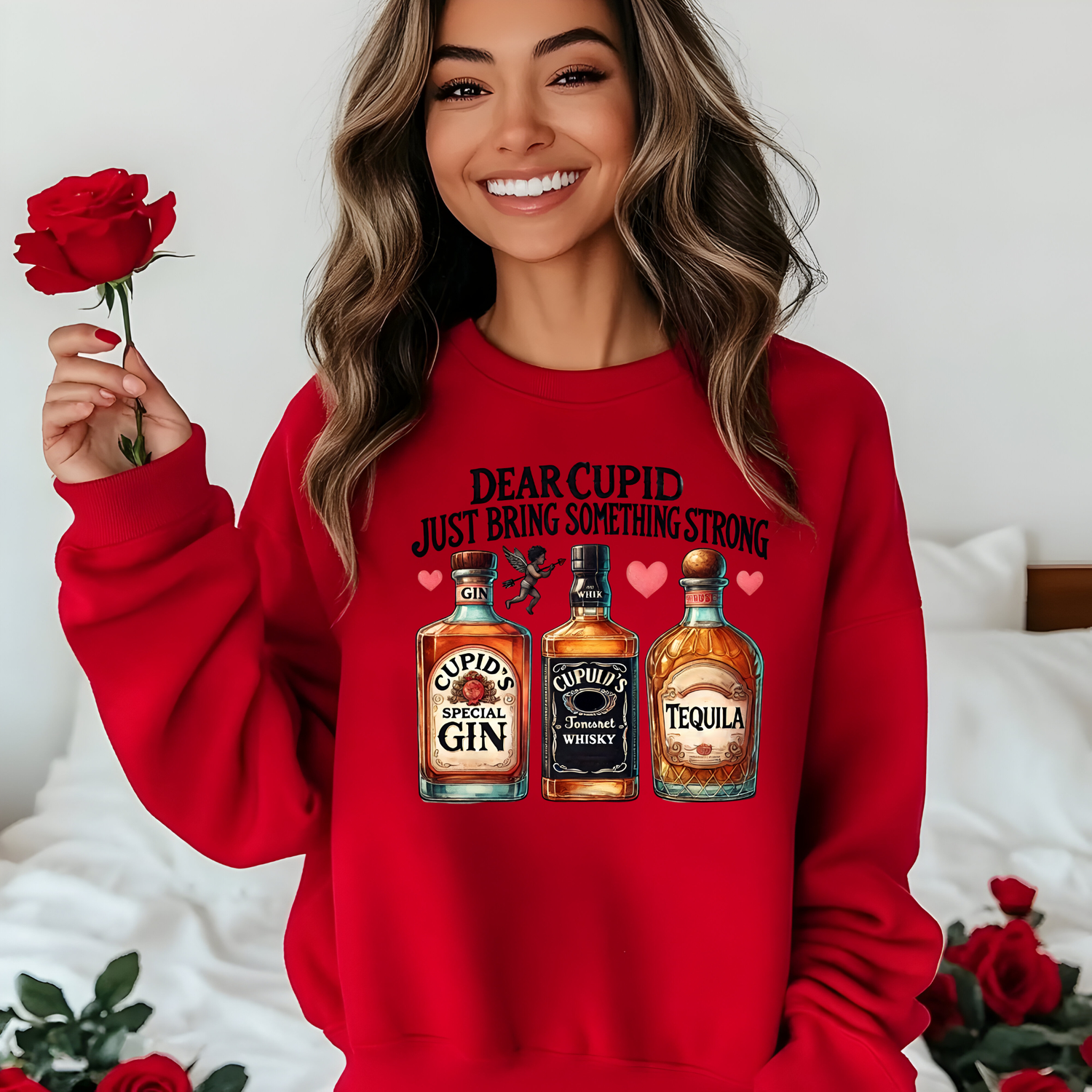 Dear Cupid Just Bring Me Something Strong Crewneck Unisex