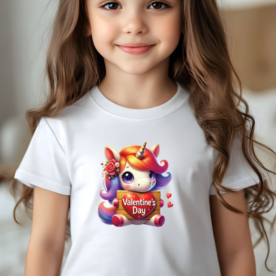Unicorn Orange/purple Valentine T Shirt Children