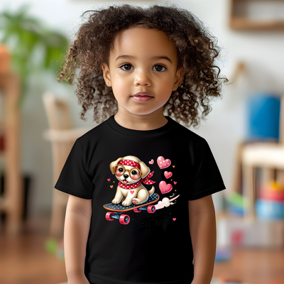 Dog Skateboarding Valentine T Shirt Children