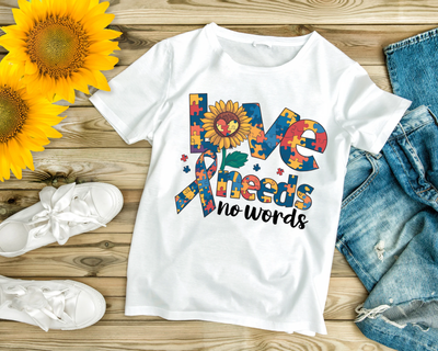 Love Needs No Words Autism Awareness 100% T Shirt