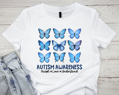 Autism Awareness Butterfly 100% Cotton T Shirt