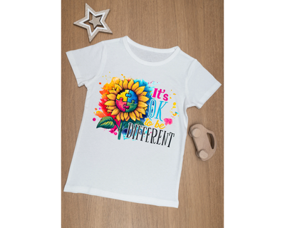 It’s Okay To Be Different sunflower Autism Awareness 100% Cotton T Shirt