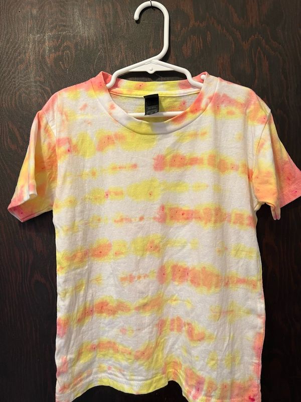 Child’s Yellow Pink 5T Tie Dye 100% Cotton T Shirt