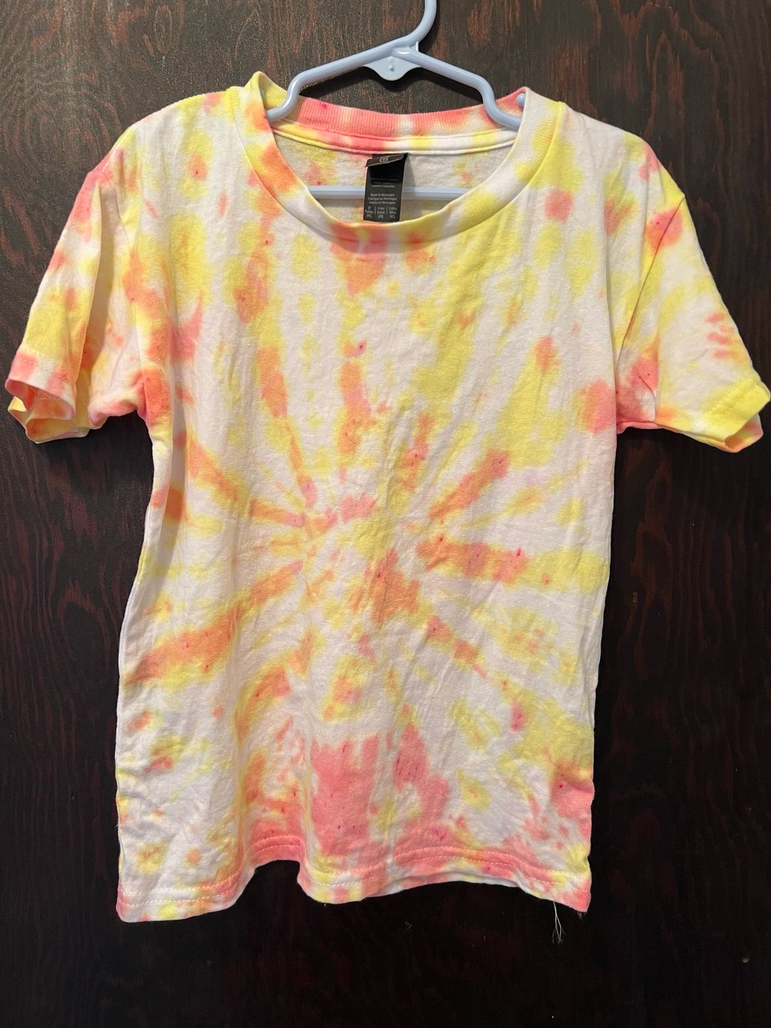 Child’s Yellow Pink Tie Dye 5T 100% Cotton T Shirt