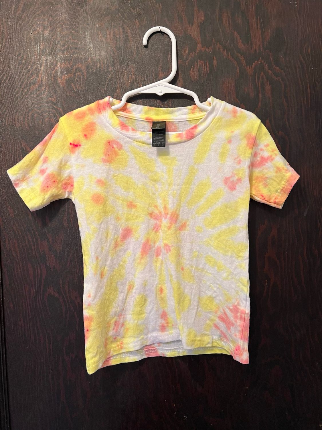 Child’s 3T Yellow Pink Tie Dye 100% Cotton T Shirt