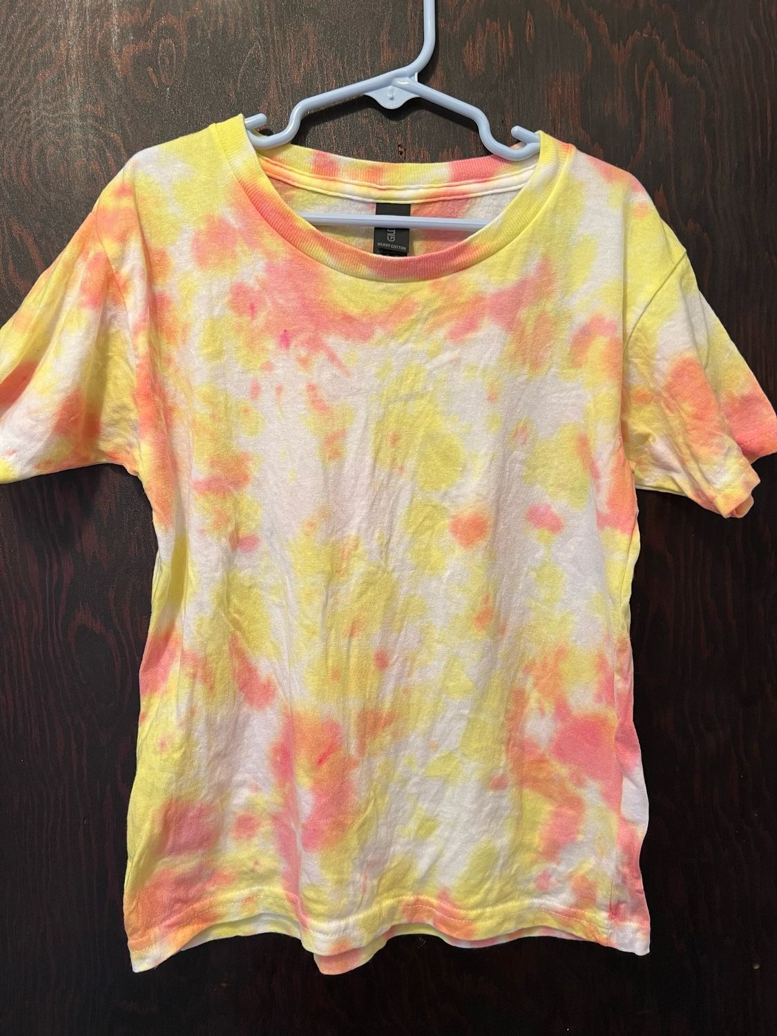 Child’s 6T Yellow Pink Tie Dye T Shirt 100% Cotton