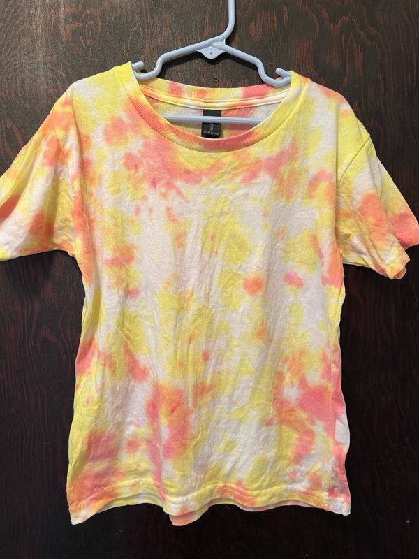 Child’s 6T Yellow Pink Tie Dye T Shirt 100% Cotton