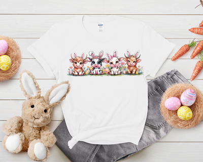Children Cow Bunny Easter 100% Cotton T Shirt