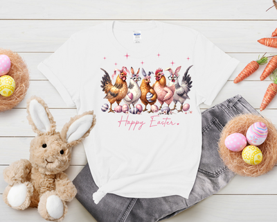 Adult Chicken Bunny Easter 100% Cotton T Shirt