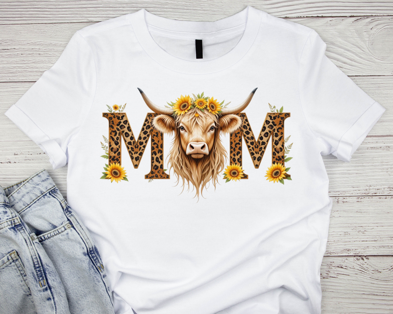 Highland Cow Mom Cotton T Shirt