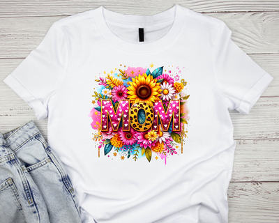 Mom Sunflower Pink Cotton T Shirt