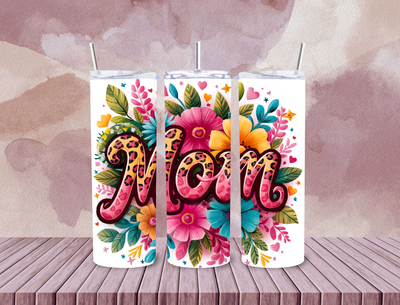 Mom Brightly Colored Leopard Print 20 Oz Stainless Steel Tumbler