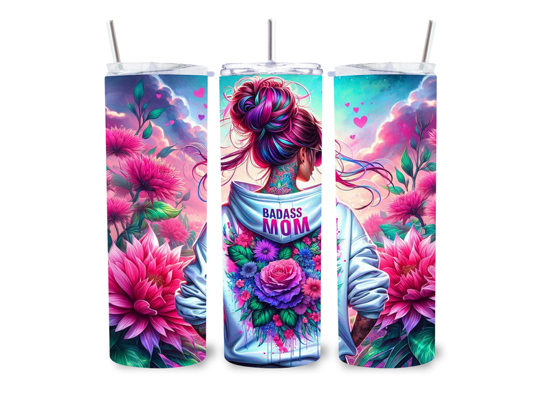 Bad Ass Mom Floral 20 Oz Tumbler