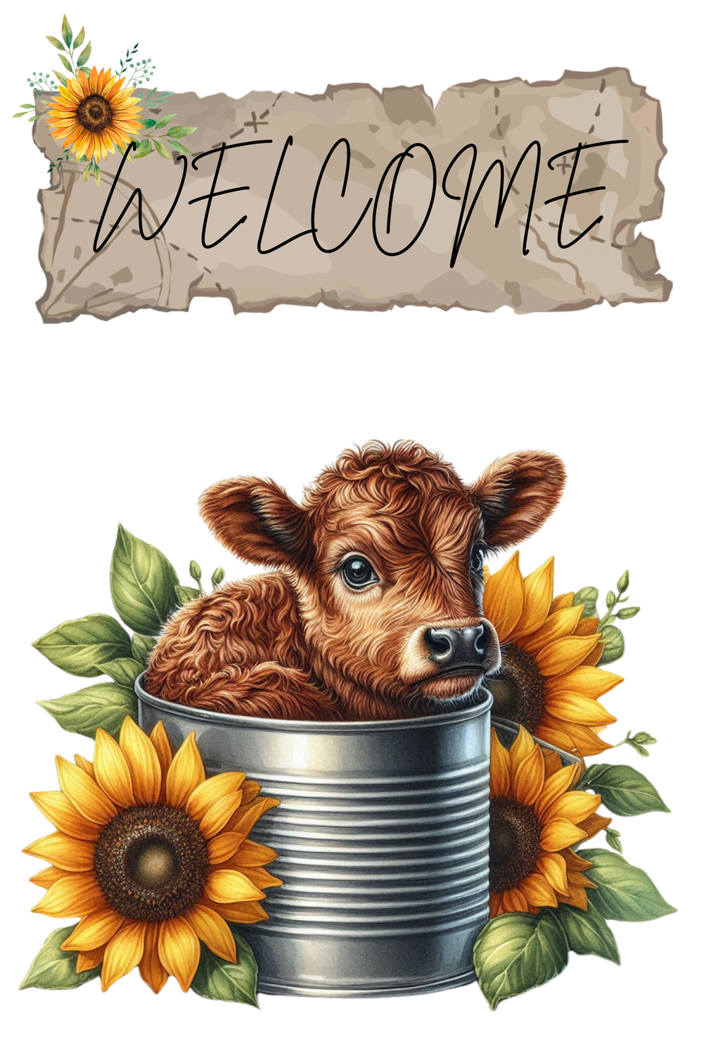 Welcome Cow In Bucket Small Garden Flag