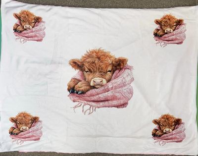 Baby Blanket Highland Cow Pink