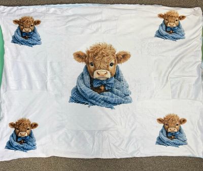 Baby Blanket Highland Cow Blue