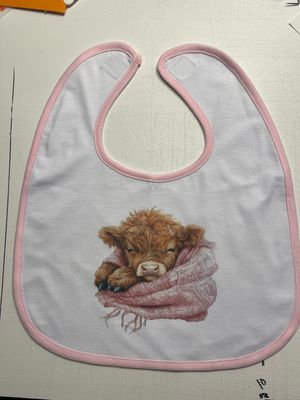 Baby Bib Highland Cow Pink