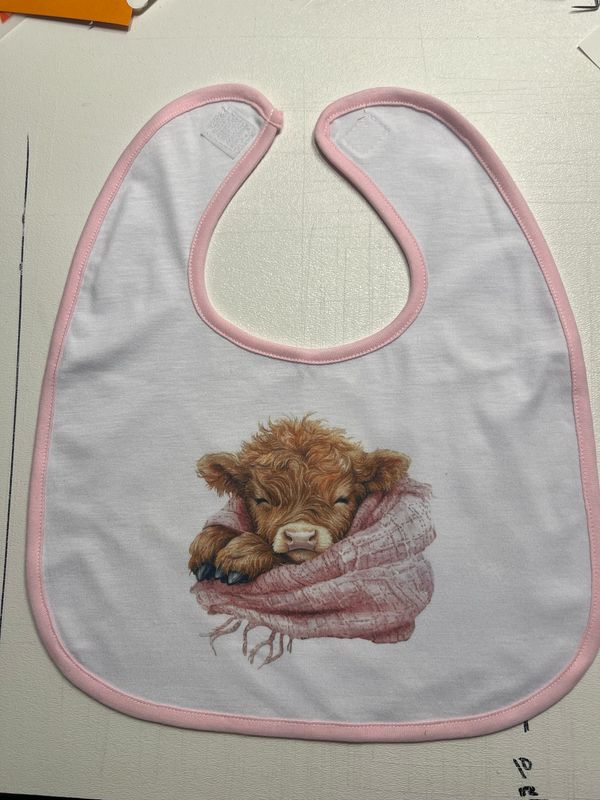 Baby Bib Highland Cow Pink