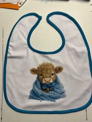 Baby Bib Highland Cow Blue