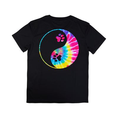 Ying Yang Tie Dyed Dog Paw Short Or Long Sleeve Shirt