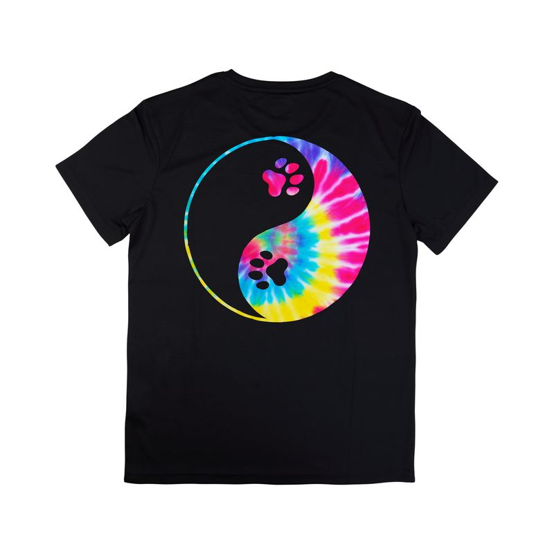 Ying Yang Tie Dyed Dog Paw Short Or Long Sleeve Shirt
