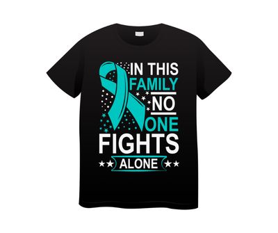 In this family no one fights alone suicide awareness Short or long sleeve shirt. mental health, teal purple ribbon, semicolon, prevent suicide