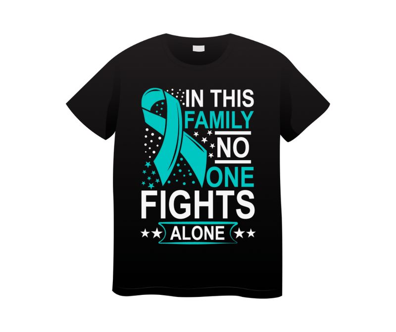 In this family no one fights alone suicide awareness Short or long sleeve shirt. mental health, teal purple ribbon, semicolon, prevent suicide