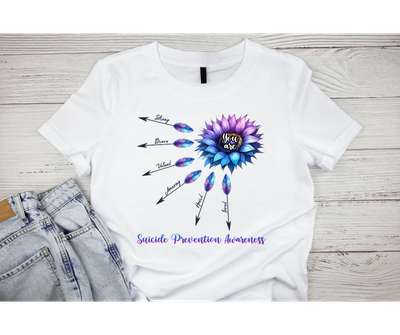 Teal and Purple You are sunflower arrows suicide awareness Short or long sleeve shirt. mental health, teal purple ribbon, semicolon, prevent suicide