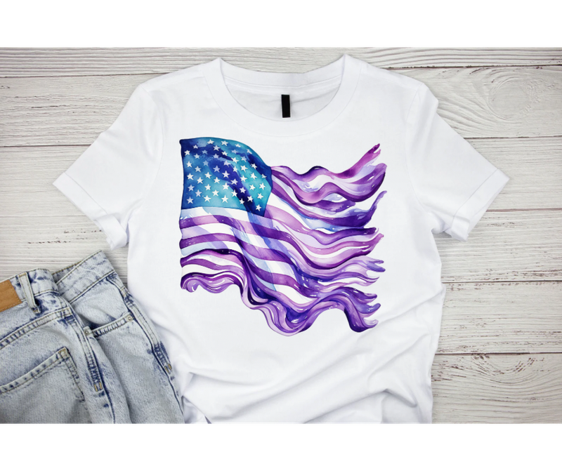 Teal and Purple Flag suicide awareness Short or long sleeve shirt. mental health, teal purple ribbon, semicolon, prevent suicide
