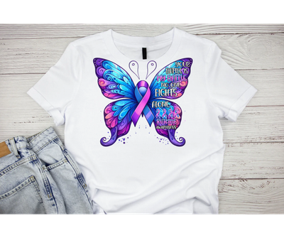 Your battle is my battle suicide awareness Teal and Purple Short or long sleeve shirt. mental health, teal purple ribbon, semicolon, prevent suicide, no one fights alone