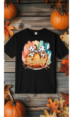 Thankful pumpkin shirt paint slash children adult fall