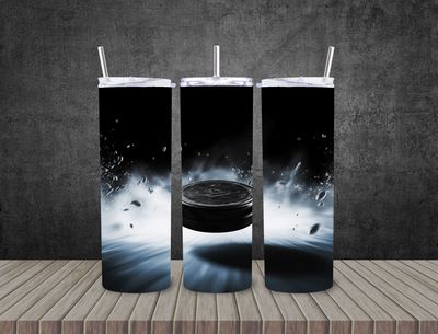 Hockey puck 20 oz 2 in 1 sports tumbler.