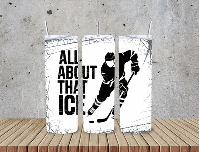 All about the ice hockey  20 oz 2 in 1 sports tumbler.