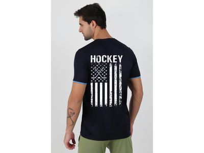 Hockey Flag White 100% Cotton Black Shirt