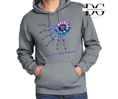 You are suicide awareness teal purple sunflower and arrows crew neck or hoodie